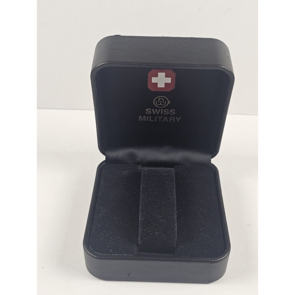 Swiss Military Watch Box Empty Faux Leather Exterior Black Felt Interior - Picture 9 of 11